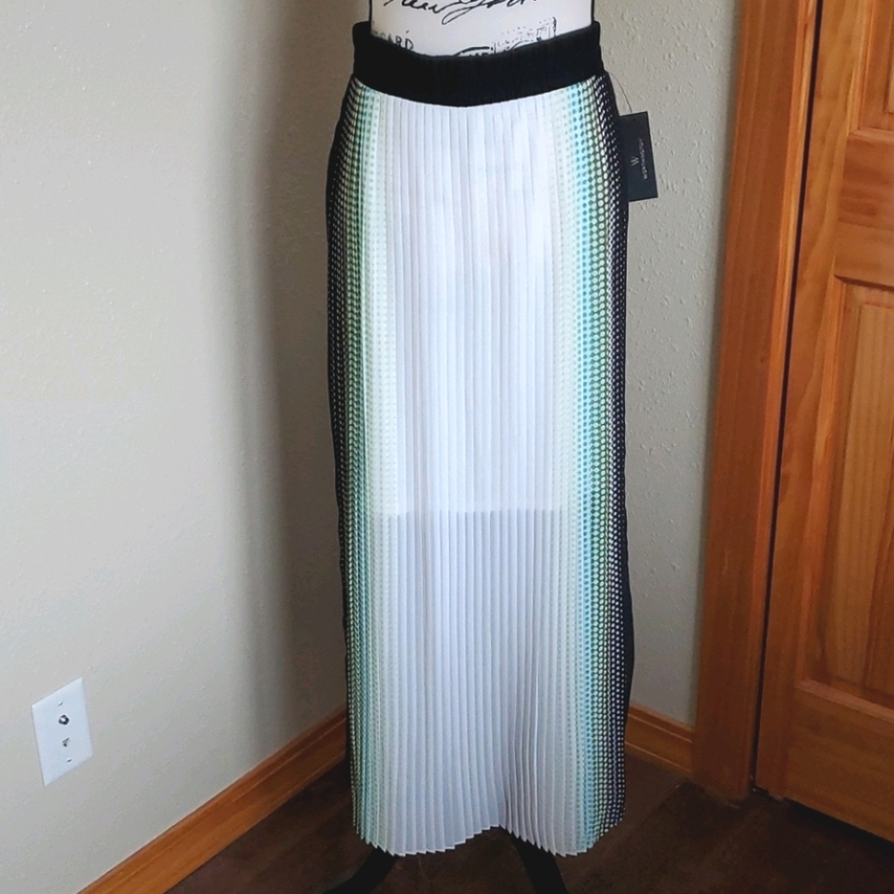 Worthington Multi Color Maxi Skirt Black White SMALL